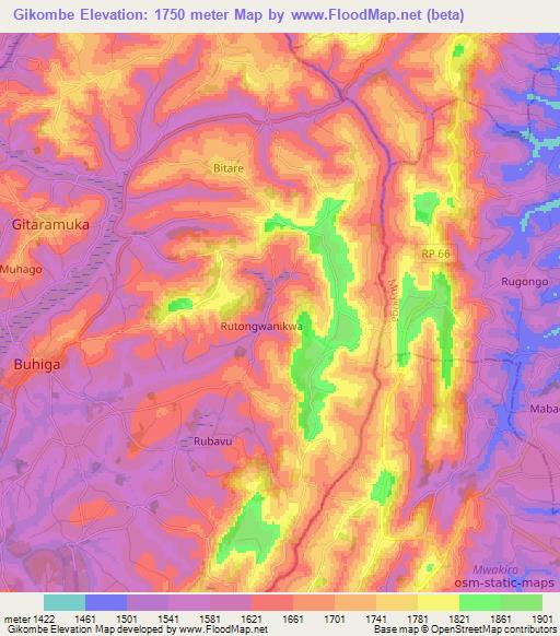 Gikombe,Burundi Elevation Map