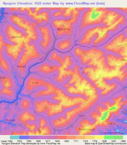 Nyogoro,Burundi Elevation Map