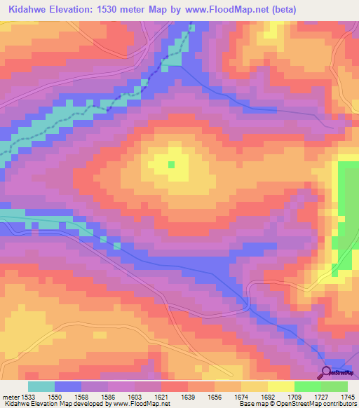 Kidahwe,Burundi Elevation Map