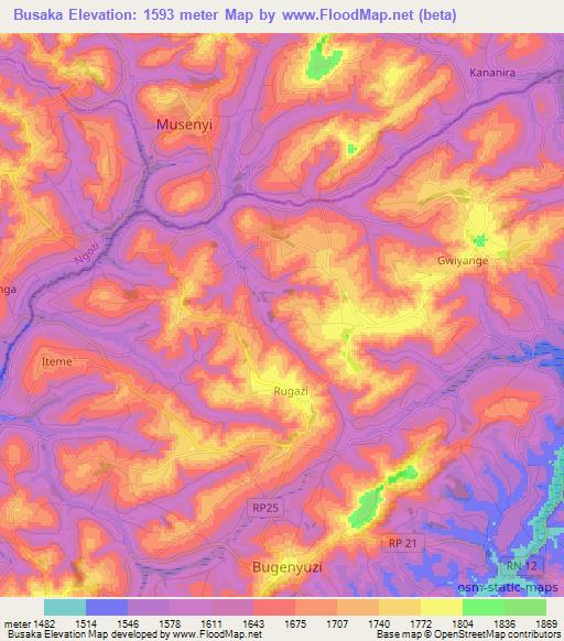 Busaka,Burundi Elevation Map