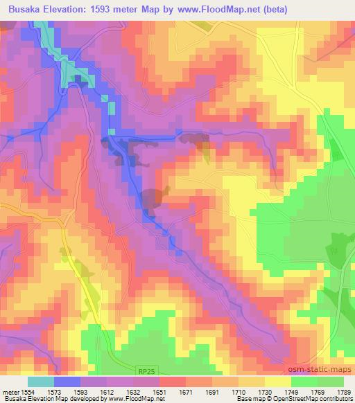 Busaka,Burundi Elevation Map