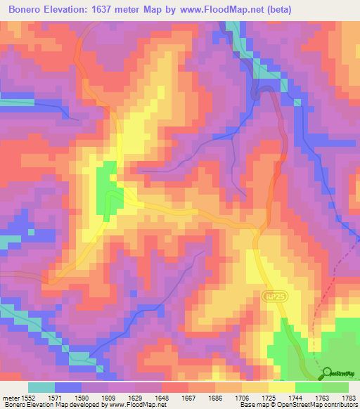 Bonero,Burundi Elevation Map