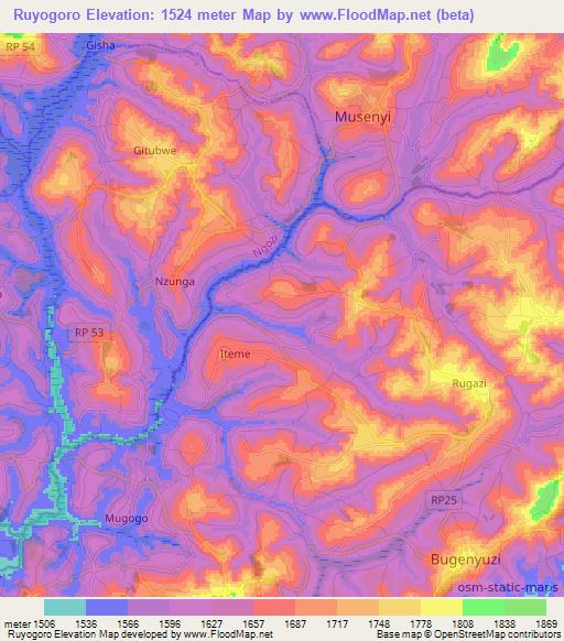 Ruyogoro,Burundi Elevation Map