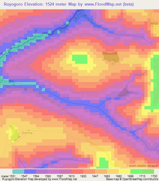 Ruyogoro,Burundi Elevation Map