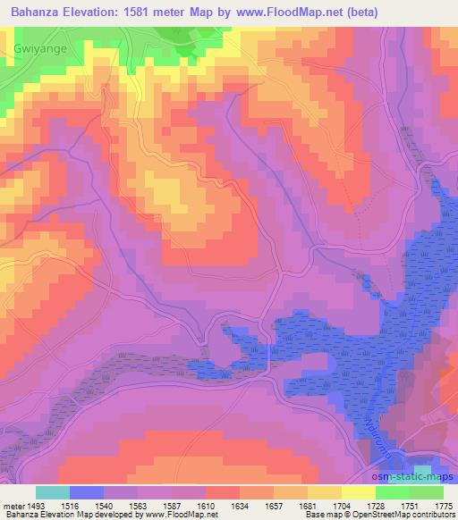 Bahanza,Burundi Elevation Map