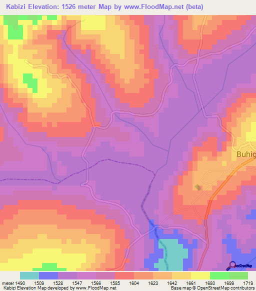 Kabizi,Burundi Elevation Map