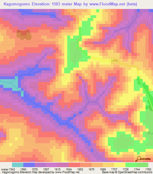 Kagomogomo,Burundi Elevation Map