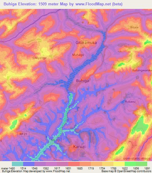 Buhiga,Burundi Elevation Map
