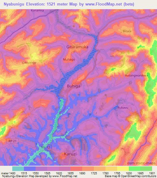 Nyabunigu,Burundi Elevation Map