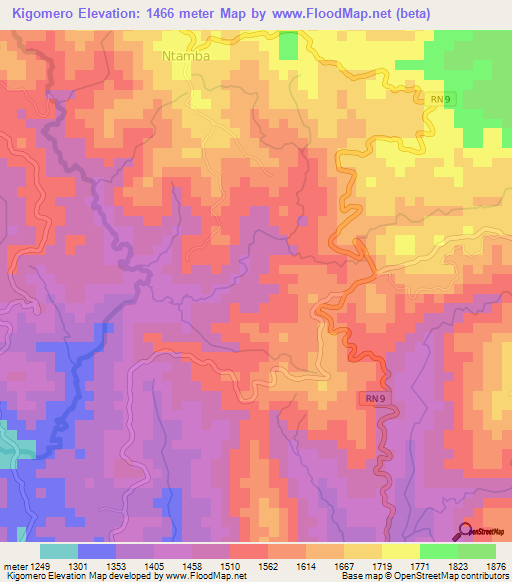 Kigomero,Burundi Elevation Map