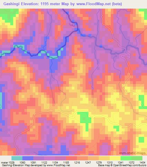 Gashingi,Burundi Elevation Map