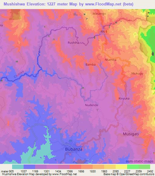 Mushishwa,Burundi Elevation Map