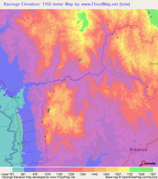 Karonge,Burundi Elevation Map