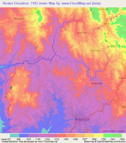 Kiraba,Burundi Elevation Map