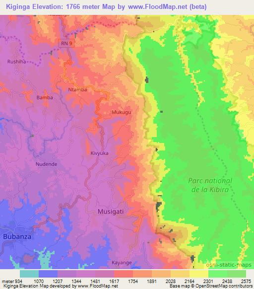 Kiginga,Burundi Elevation Map