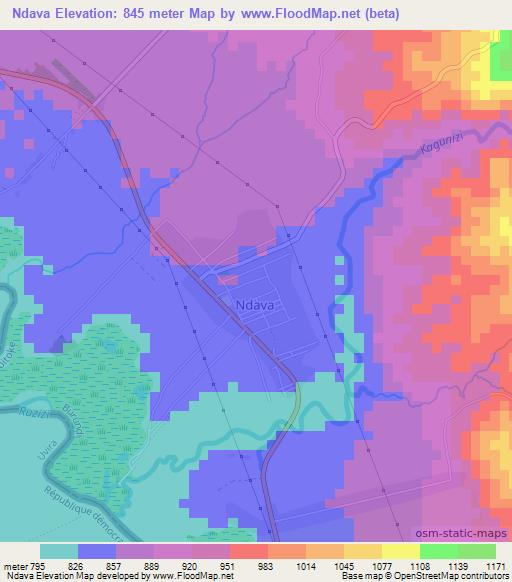 Ndava,Burundi Elevation Map