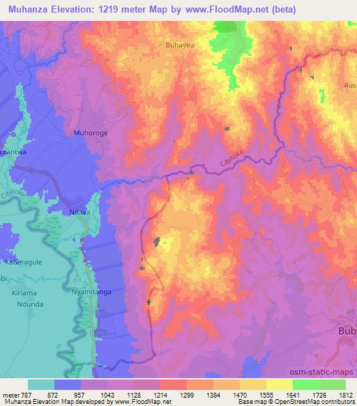 Muhanza,Burundi Elevation Map