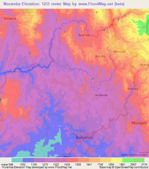 Muramba,Burundi Elevation Map