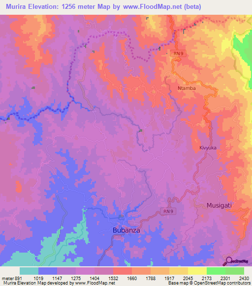 Murira,Burundi Elevation Map