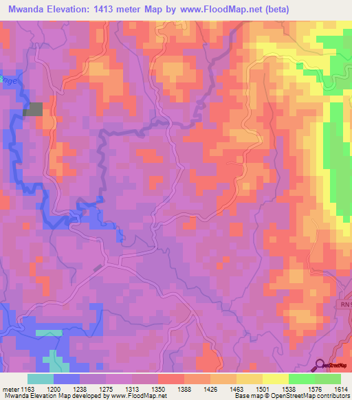 Mwanda,Burundi Elevation Map