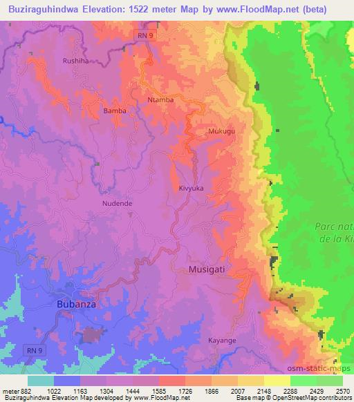 Buziraguhindwa,Burundi Elevation Map