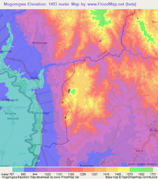 Mugomgwa,Burundi Elevation Map