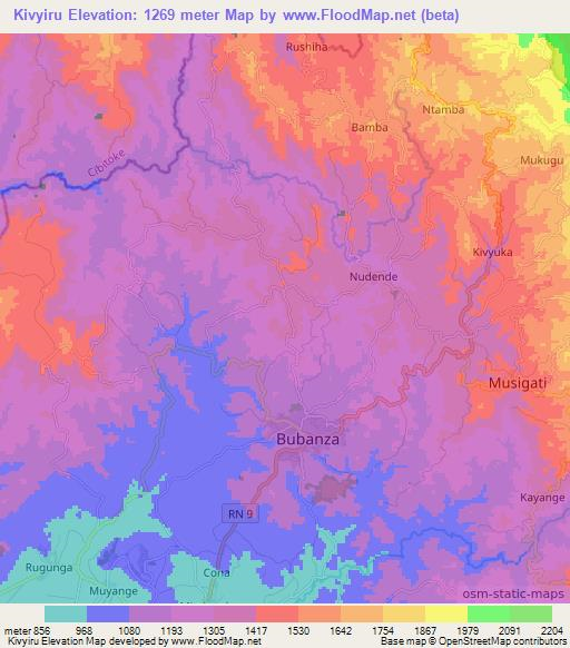 Kivyiru,Burundi Elevation Map
