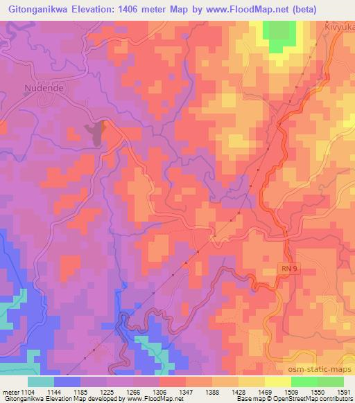 Gitonganikwa,Burundi Elevation Map
