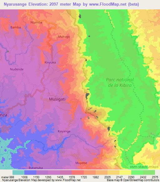 Nyarusange,Burundi Elevation Map