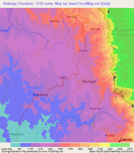 Bukinga,Burundi Elevation Map