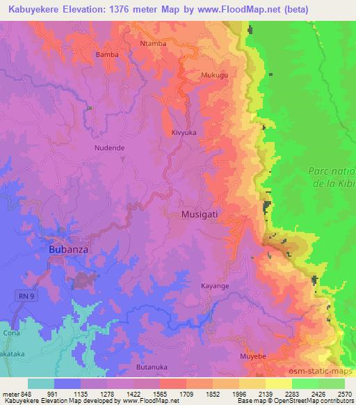 Kabuyekere,Burundi Elevation Map