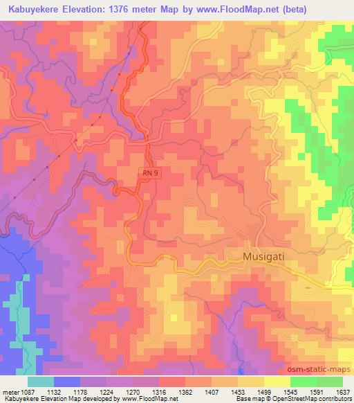 Kabuyekere,Burundi Elevation Map