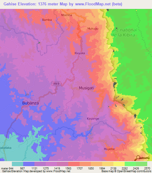 Gahise,Burundi Elevation Map