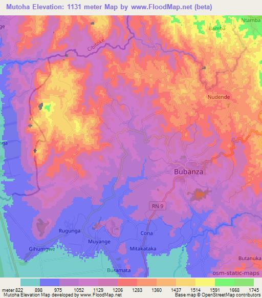 Mutoha,Burundi Elevation Map