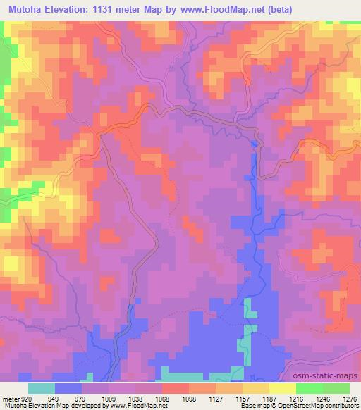 Mutoha,Burundi Elevation Map