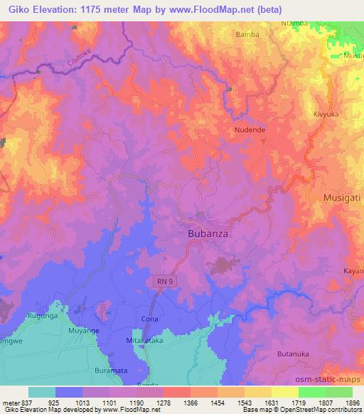 Giko,Burundi Elevation Map