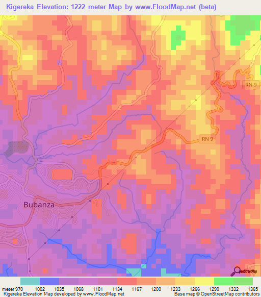 Kigereka,Burundi Elevation Map