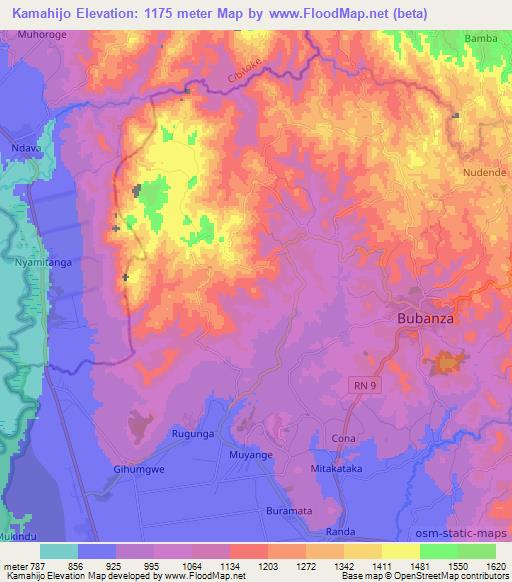 Kamahijo,Burundi Elevation Map