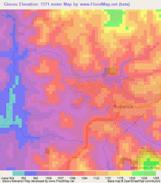 Gisovu,Burundi Elevation Map