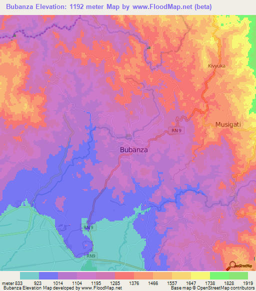 Bubanza,Burundi Elevation Map