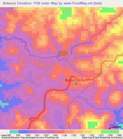 Bubanza,Burundi Elevation Map