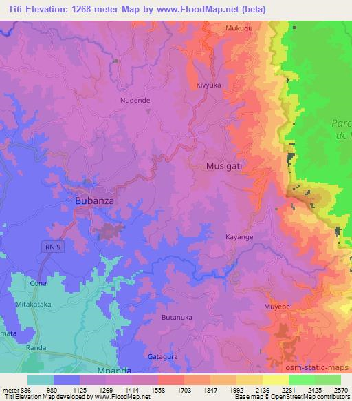 Titi,Burundi Elevation Map