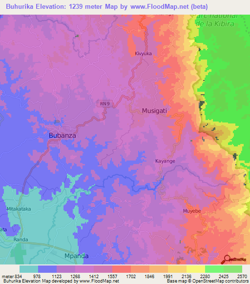 Buhurika,Burundi Elevation Map