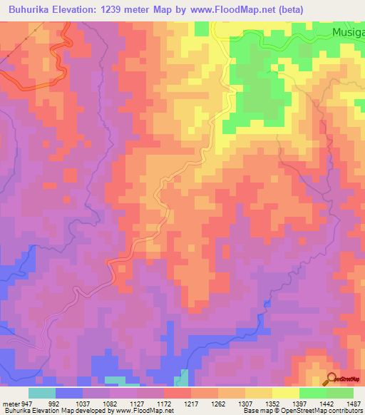 Buhurika,Burundi Elevation Map