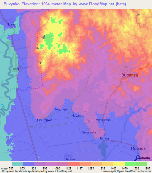 Buvyuko,Burundi Elevation Map