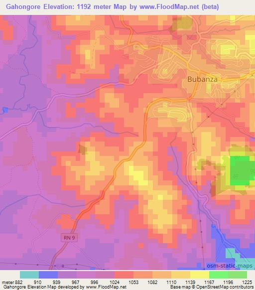 Gahongore,Burundi Elevation Map