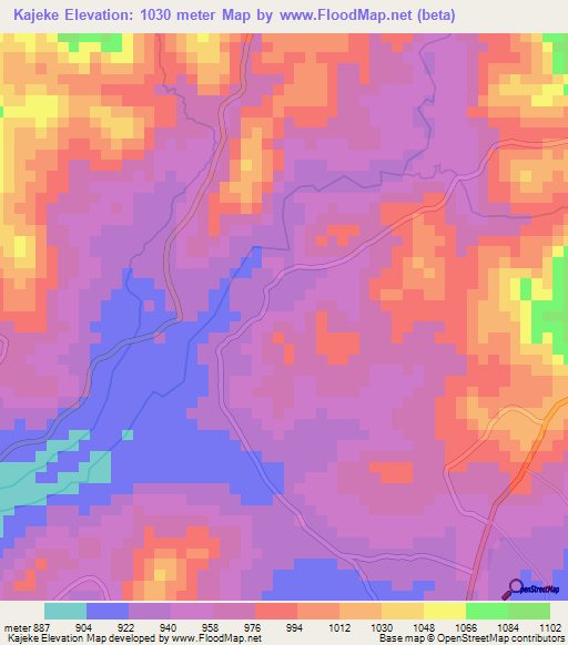 Kajeke,Burundi Elevation Map