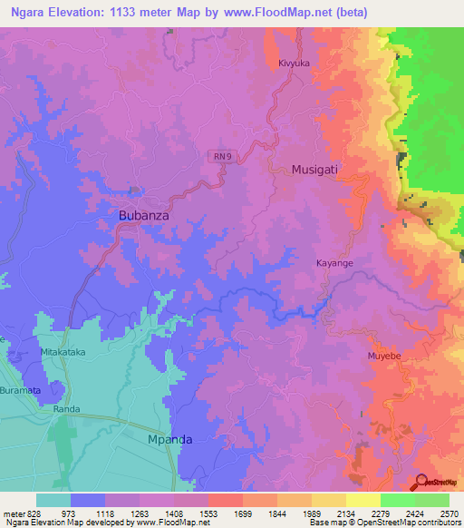 Ngara,Burundi Elevation Map