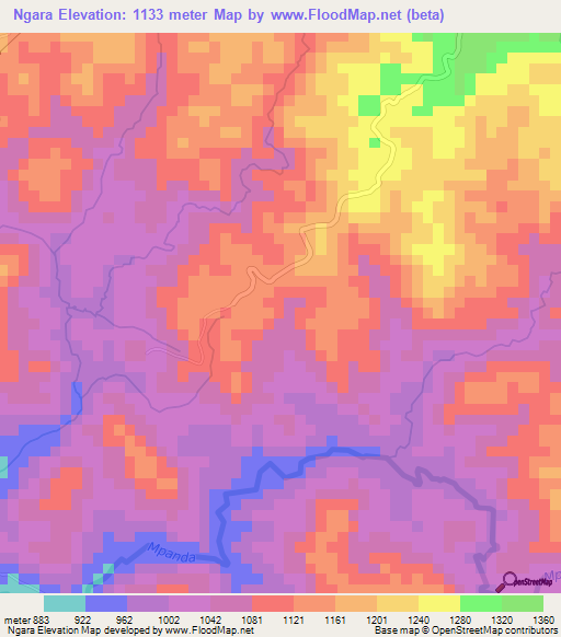 Ngara,Burundi Elevation Map