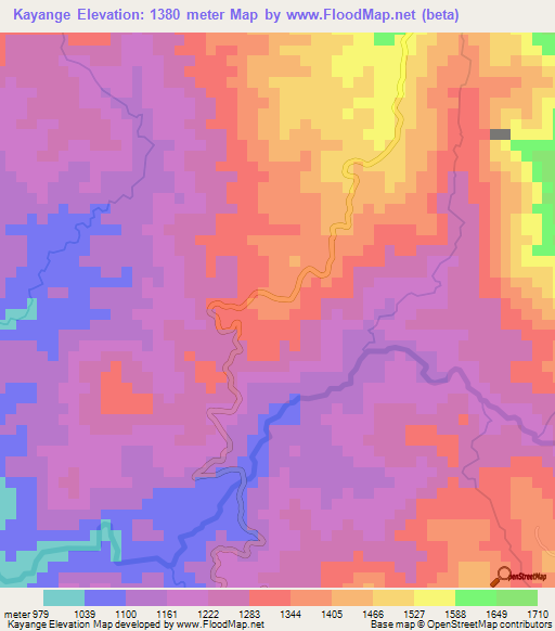 Kayange,Burundi Elevation Map